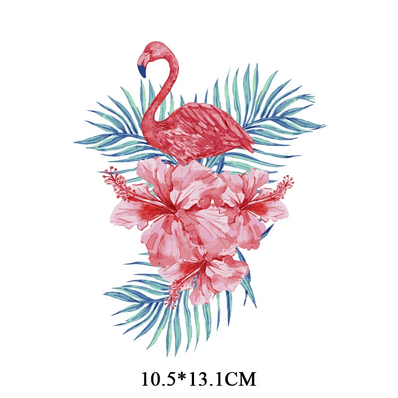 Cartoon Animals Flamingo Iron on Transfers Heat Transfer Ironing Stickers Kids Clothing T-shirt Thermal Patches Decal Appliques