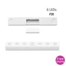 6 светодиодный s Шкаф лампа беспроводной PIR движения сенсорный светильник Интеллектуальный портативный кухонный светильник AAA батарея светодиодный ночник