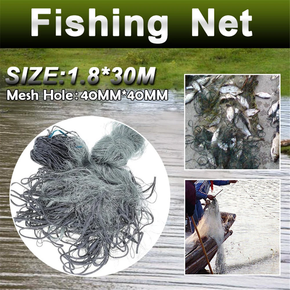 Buy 3 floors Fishing Gill Net 25mm Mesh Hole Net Gray