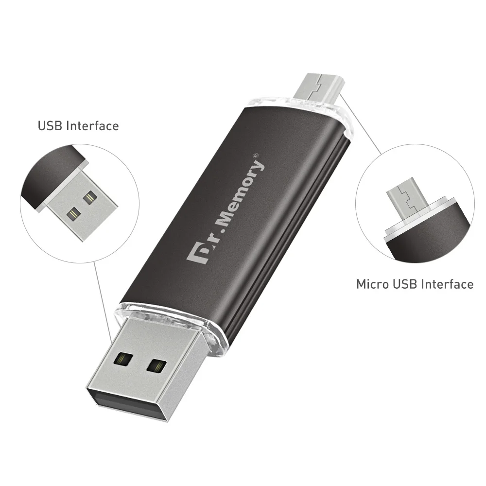 OTG USB флеш-накопитель 32GB USB 2,0 флэш-диск 64 ГБ флеш-накопитель 16Гб 8Гб 4Гб ГБ флэш-накопитель для Android мобильных телефонов, планшетов - Цвет: Black