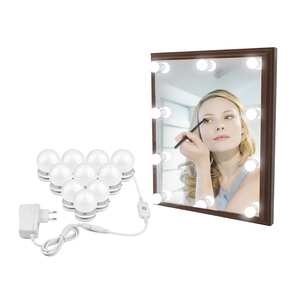 

Makeup Mirror Vanity LED Light Bulbs Kit Cosmetic Lighted Make up Mirrors Bulb Adjustable Brightness lights EU US plug