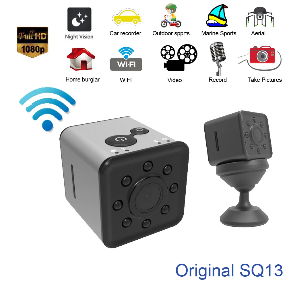 

Mini Cam WIFI Camera SQ13 FULL HD 1080P Night Vision Waterproof shell CMOS Sensor Recorder Micro Hidden Surveillance Camcorder