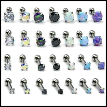 4 шт смешанные размеры хирургическая сталь круглый кристалл опал Спиральные серьги Tragus верхнее ухо Серьги губная серьга-гвоздик серьги пирсинг ювелирные изделия