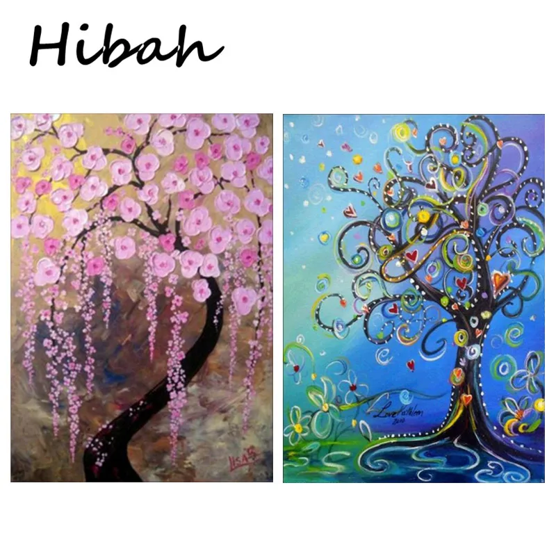 

100% Full Figure Diamond Painting DIY Flower Tree Abstract Modern Oil Painting Diamond Drawing Round Diamond Embroidered