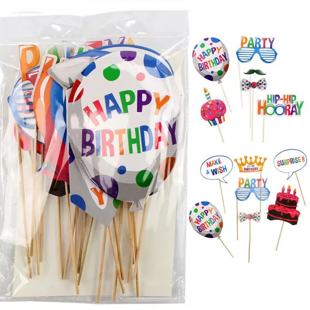 20pcs set Anniversary Decoration paper Photo Props Photography Kit baby kid Birthday party Balloons Style shooting Photo Props