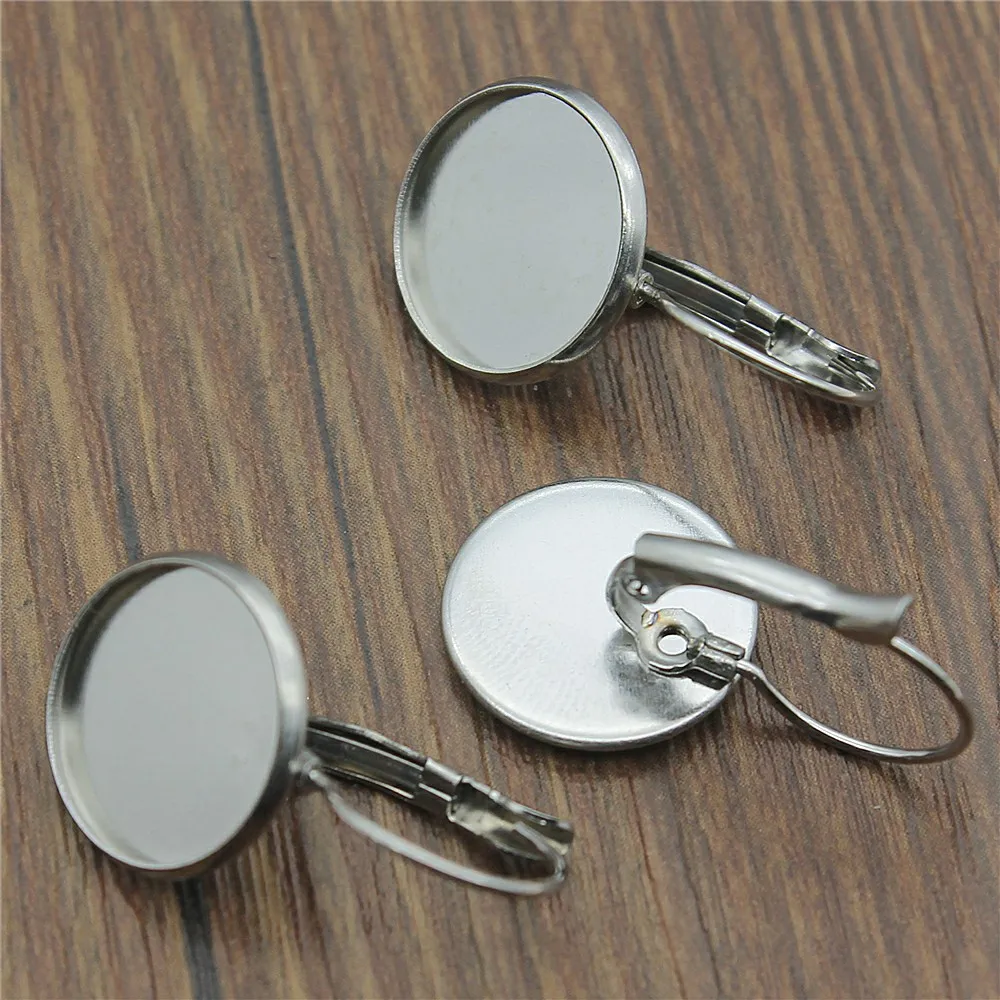 

10pcs 8~25mm Round Inner Size French Lever Back Earrings Base Earring Finding Jewelry Making Stainless Steel Material