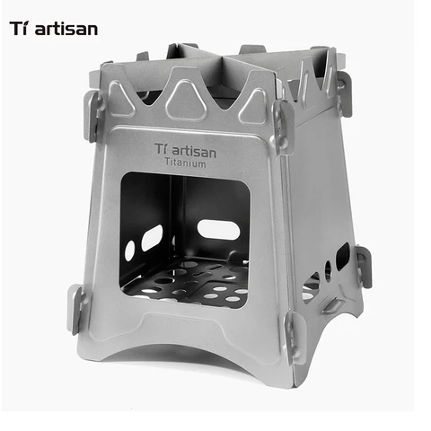 Ultraleve de Titânio Fogão a Lenha Fogão de Titânio Tiartisan Fogão Churrasqueira Portátil Pellet Bolso Packbaking Puro