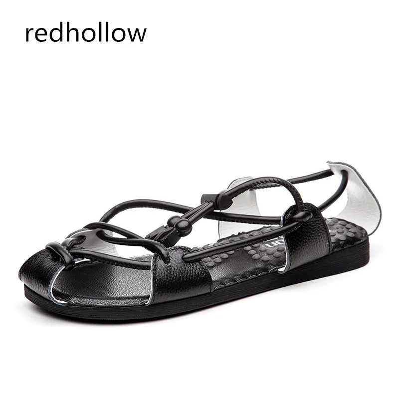 

Men Fashion Sandals Summer Men's Genuine Leather Beach Sandals Casual Men Shoes Solid Rome Style Sandals Lace Up High Quality