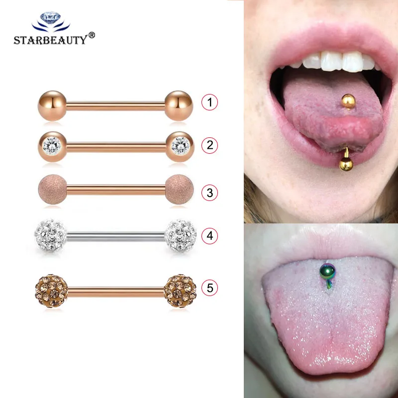 

2Pcs 1.6x14x5mm 5 Styles Stainless Steel Tongue Piercing Septum Industrial Barbell Earrings Tongue Rings Body Piercing Jewelry