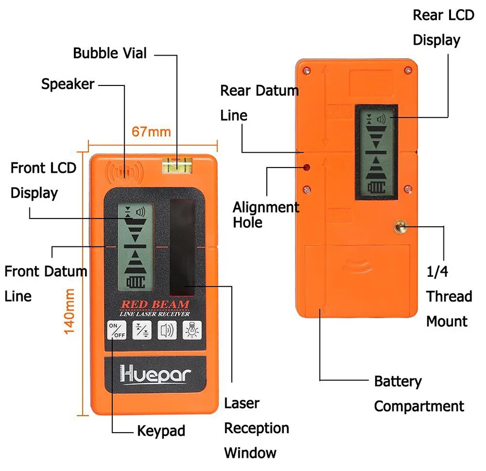 Huepar 3D красный лазерный уровень 360 вертикальный горизонтальный крест линия самонивелирующийся 8 линий Лазеры 2*360 уровень и лазерный детектор приемник