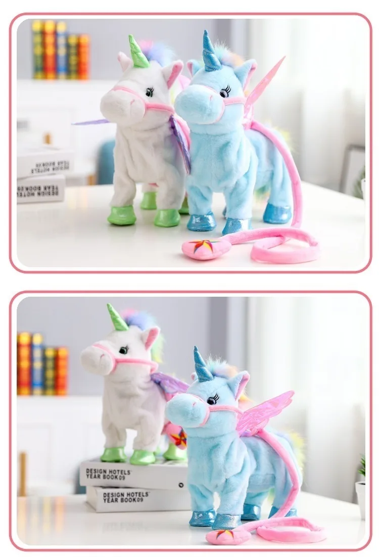 Unicórnio de Pelúcia Animal de Estimação Controlado por Relincho Andar com Música Brinquedos de Pelúcia para o Aniversário das Crianças Robot Unicorn Eletrônico Leash 5 Brinquedos e hobbies