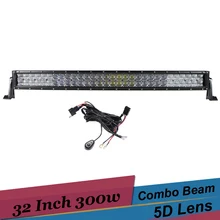 300W 5D Offroad LED Curved Light Bar 32 Inch Pickup Truck SUV 4WD 12v 24v Driving Fog Light for Ford F250 4×4 F350 Toyota Tacoma
