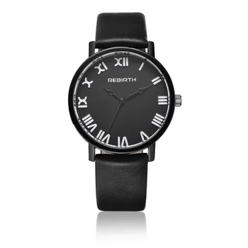 

REBIRTH Fashion Unisex Watch Roman Dial Quartz Watch Men Women Black Stainless Steel Case Sports Casual Business Wrist Watches