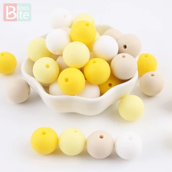 

Bite Bites 10pcs 15mm Silicone Teething Bead Baby Chewable Teether Pacifier Clip Beads Food Grade Silicone BPA FREE Teething Toy