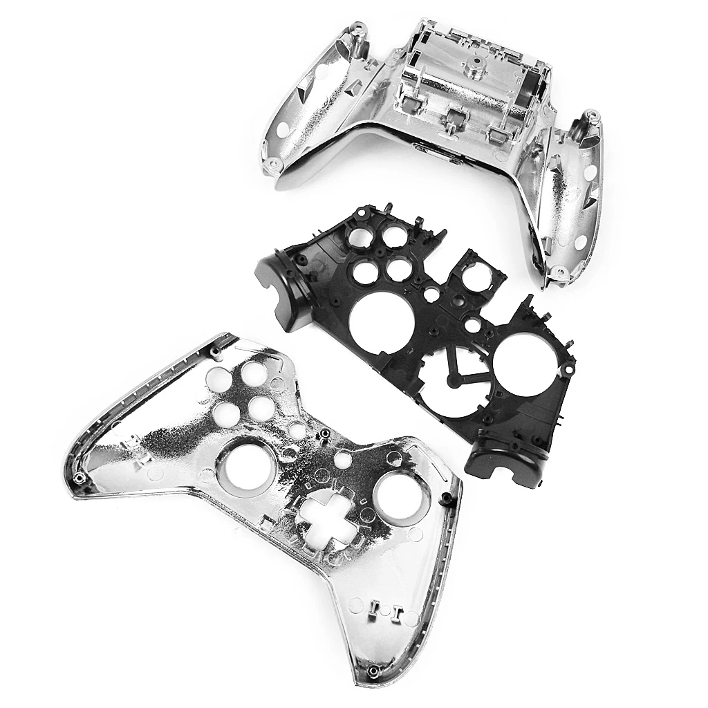 Metal Plated Full Housing Shell Case Kit Replacement Parts for Xbox One Wireless Controller - Silver