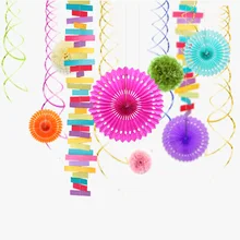 

1 Pcs 2M DIY Multi Paper Garland Hanging Rectangle Circle String Banners Curtain For Wedding Birthday Christmas Party Supplies