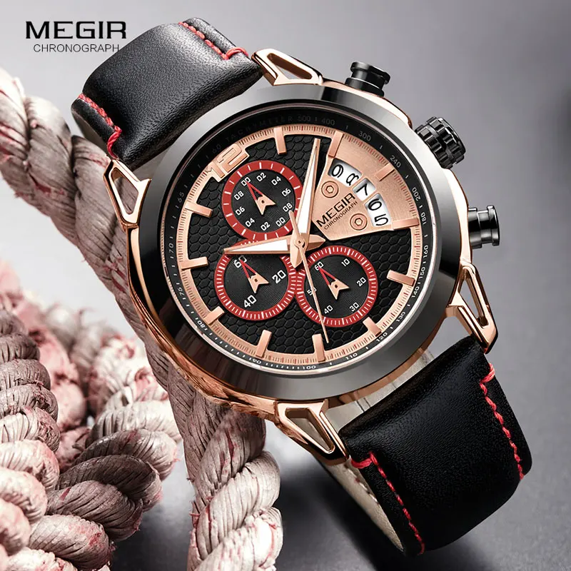 megir men's chronograph analog quartz watch