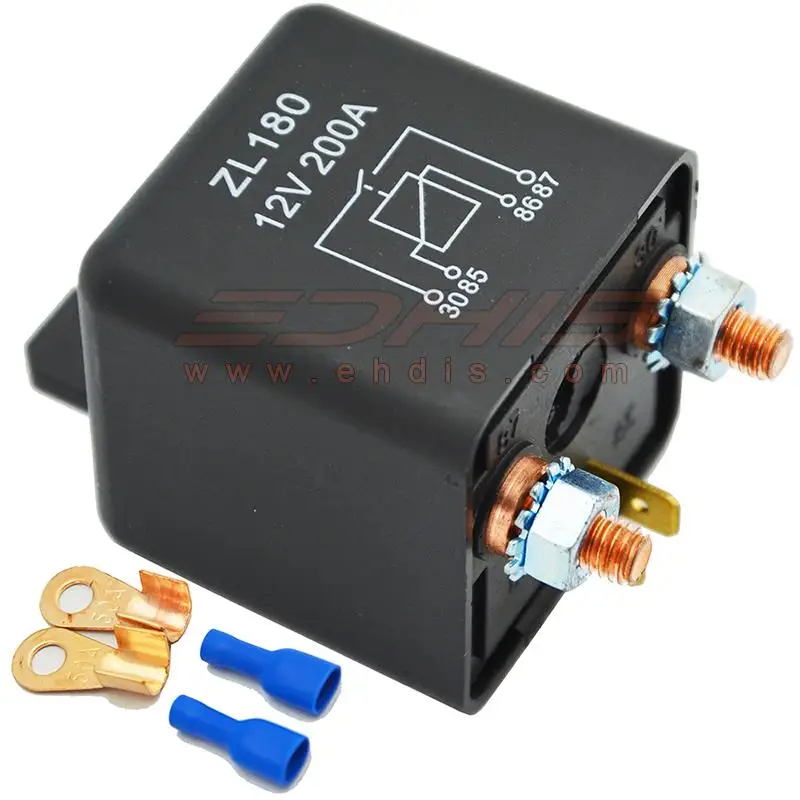 

KH Waterproof 12V/24V 200A Car Relay 2 Pin+Long Life Copper 2 Terminal Normally On/off Relay Socket Plug Control Device Relay