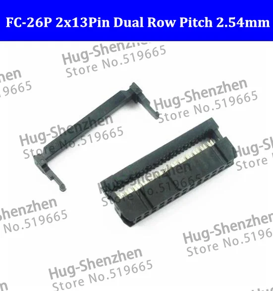 

wholesale ! FC-26P 2x13Pin Dual Row Pitch 2.54mm IDC Socket Connector Female Header 26-pin cable socket 200pcs/lot