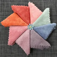 4pcs/set Hand Towels Small 25x25cm Coral Fleece Solid Color Face Towel For Kids Good Water Absorption Dish Towel toalha de banho 3