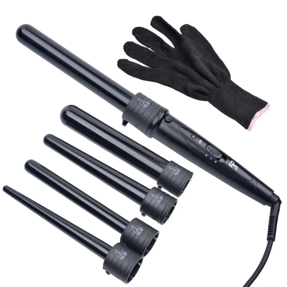 

100-240V 5 in 1 Electric Hair Curler Roller Ceramic Curling Tong Wand Professional Spiral Curling Iron Hair Styling Tool EU Plug