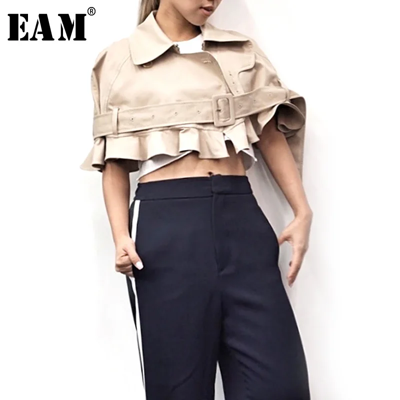 Printemps Fendue Longues Courte Lape Commune Mode Marée Khaki À Lâche Veste Hem Jh050 Kaki Nouveau Manteau 2019 Femmes De Manches Ruches eam Pq6EFWn