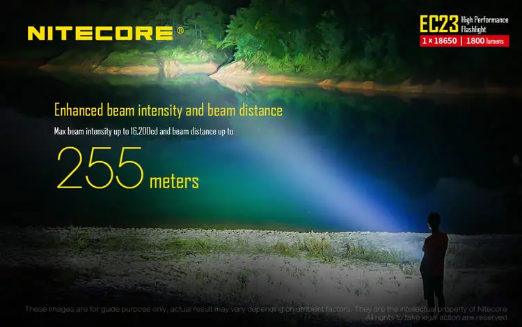 Lanterna com 18650 Nitecore Cree e2 1800 lm Led Lanterna Feixe Distância 255 Metro Luz Bateria Inteligente Tocha Ec23 Xhp34 hd 7 Nitecore ec23 cree xhp34 hd e2 1800