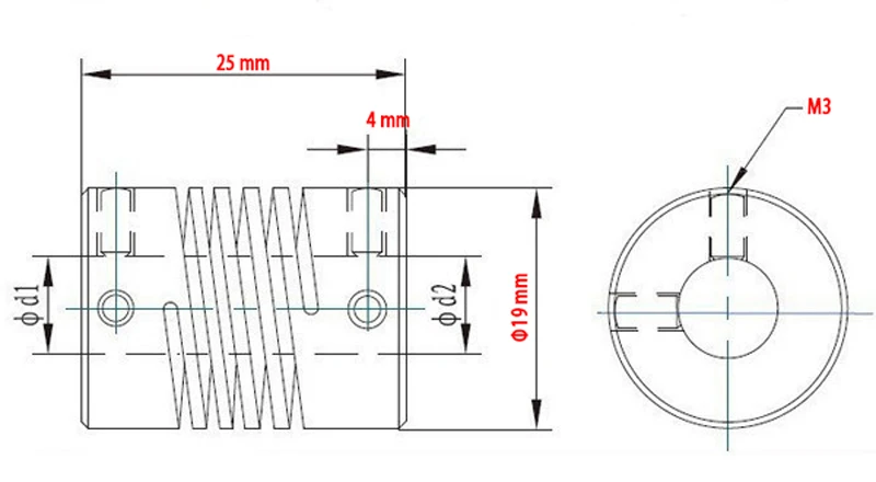 1PC соединение кодировщика D19* L25 Муфта двигателя D19L25 алюминиевого сплава рана Эластичная муфта 3/4/5/6/6,35/7/8/10 czyc