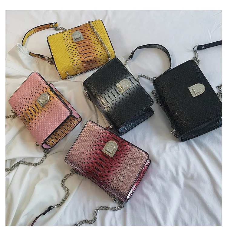 Retro Alligator Handbag Fashion Women Hasp Chain Messenger Bags Clutch Wedding Party Purse Slung Flap Small Square Bag