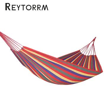 

Hanging Sleeping Canvas Hammock Rainbow Garden Hamac 1-2 Person Cotton Outdoor Hamak Bed Furniture With 2 Ropes