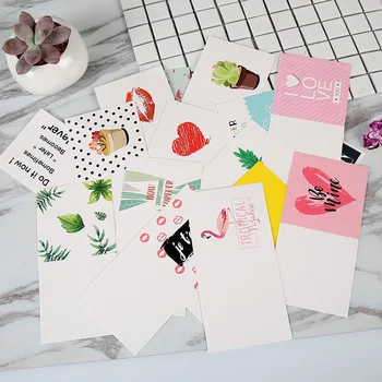 

32pcs/lot Ins style Flamingo Love Heart Kraft Paper Greeting Postcards Wishes Envelope/DIY Festival Cards Gift Stationery