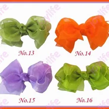 65 pcs3.5 ''двойной органзы волос Лук клипа слой волос Луки зажимы девушка заколки аксессуары