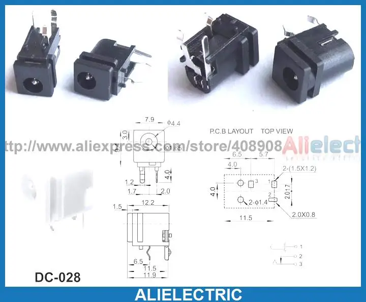 

20pc AC 4.0mm x 1.7mm DC Socket Power Jack Port PCB for Notebook Computer DC 028