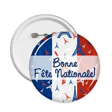 Торжества башня достопримечательности Франции Национальный флаг Архитектура пользовательские пейзаж иллюстрация узор круглый значок на пуговицах, 5 шт