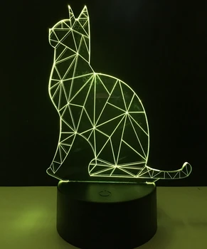 

Lovely Cat 3D Kawaii Animal Cat Night Light Touch Swith LED Animal 3D Lamp 7 Colors USB 3D Illusion Desk Lamp Kids Toy Gift