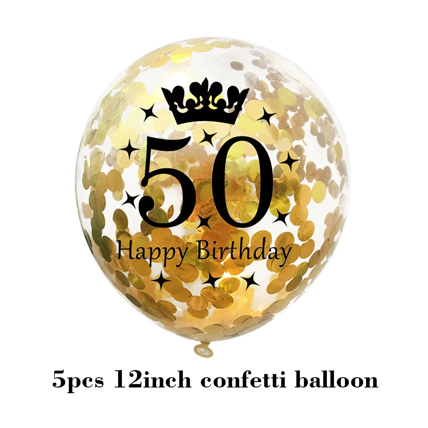 Happy Birthday Confetti Balloon Number Balloon Adult Birthday Cake Topper Gift Sticker For 16 18 21 30 40 50 60 Years Decoration - Цвет: 50 gold balloon