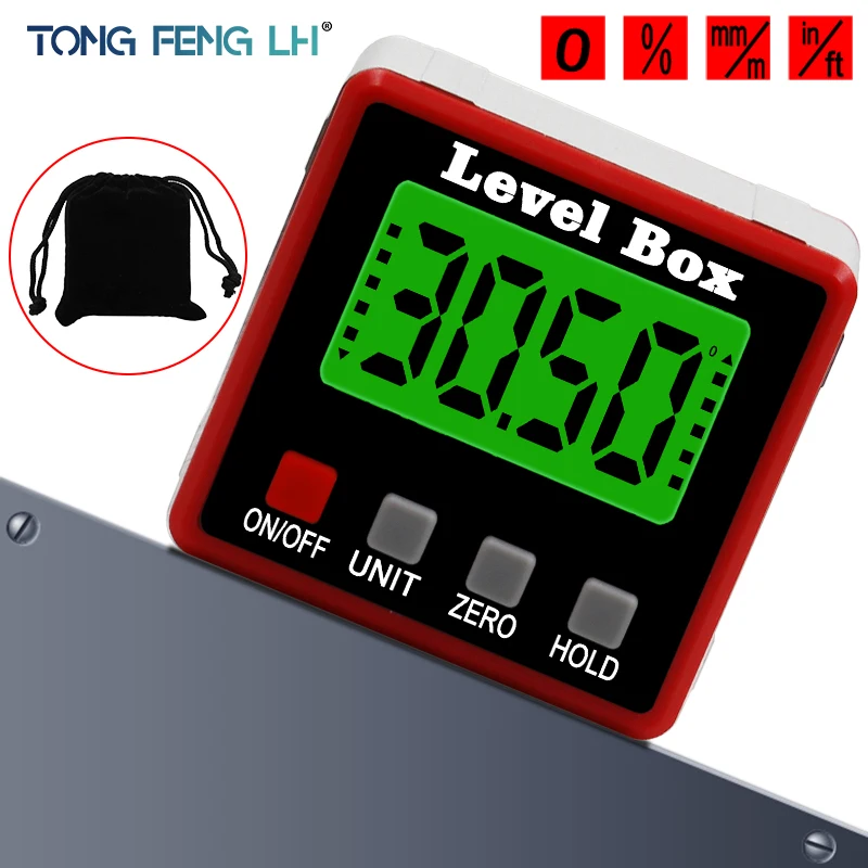  Precision Digital Protractor Inclinometer Water Proof Level Box Digital Angle Finder Bevel Box With