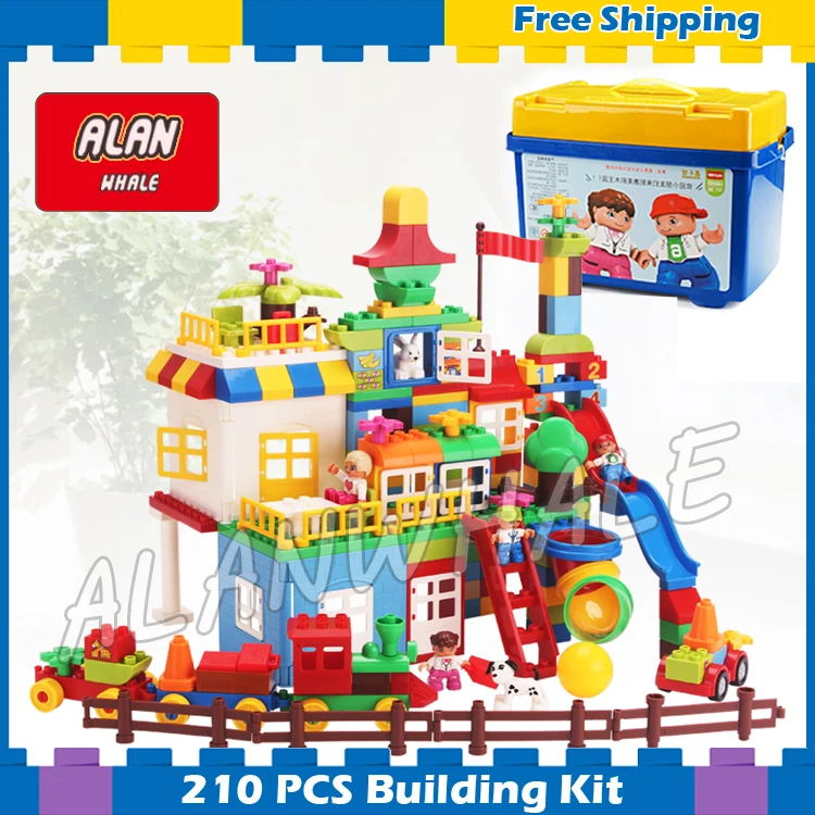 

210pcs My First Castle Amusement Park Model Big Size Building Blocks Bricks Kids Gifts Sets Toys Compatible With Lego Duplo