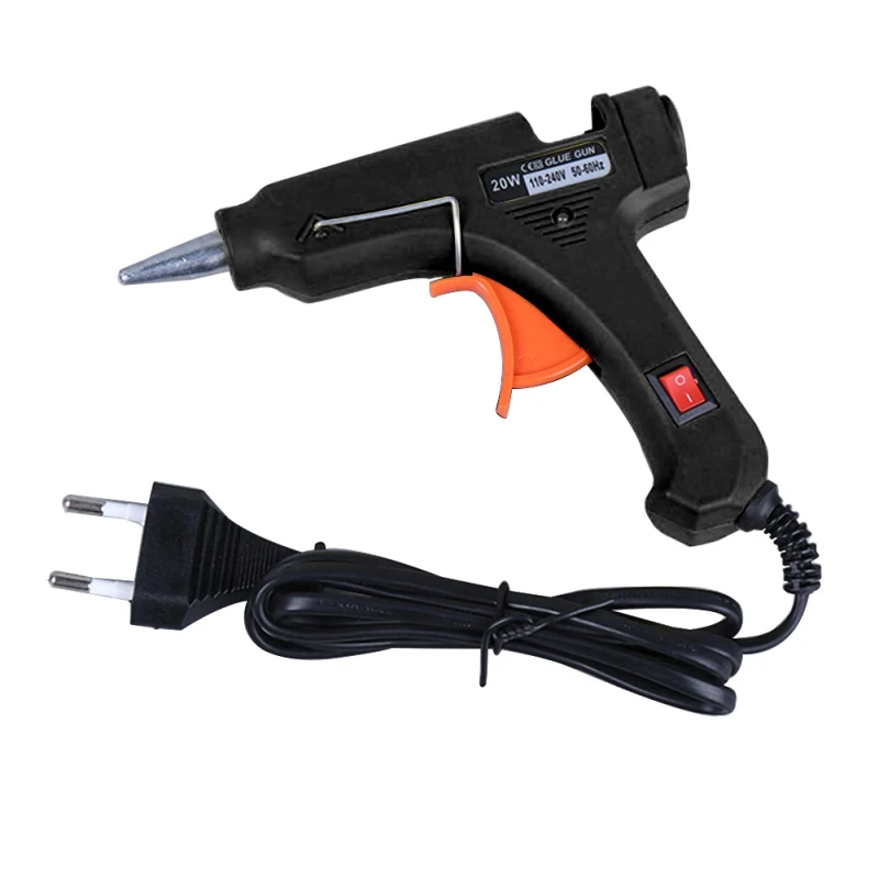 20W Welder Hot Glue Gun High Temperature With Stand Holder Hot Melt Glue Stick EU US Plug Plastic Welding - Цвет: Черный