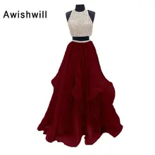 Robe De Soiree 2017 New Arrival Sleeveless A-line Beadings Top Organza A-line Graduation Party Prom Dress Elegant Evening Gowns