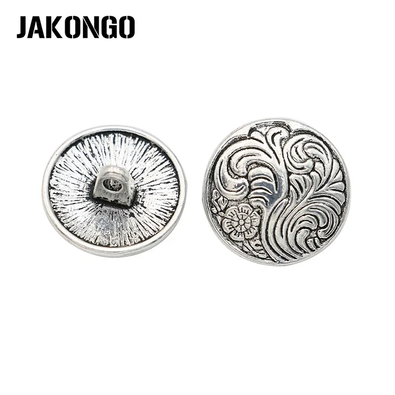 

JAKONGO Antique Silver Plated Round Flower Claps End Beads Buttons for Making Wrap Bracelets Jewelry Findings 17*8mm 10pcs