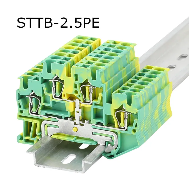 

10pcs STTB 2.5-PE Phoenix Type Din Rail Ground Earth Universal Spring Quick Connector United Modular Terminal Block STTB-2.5PE