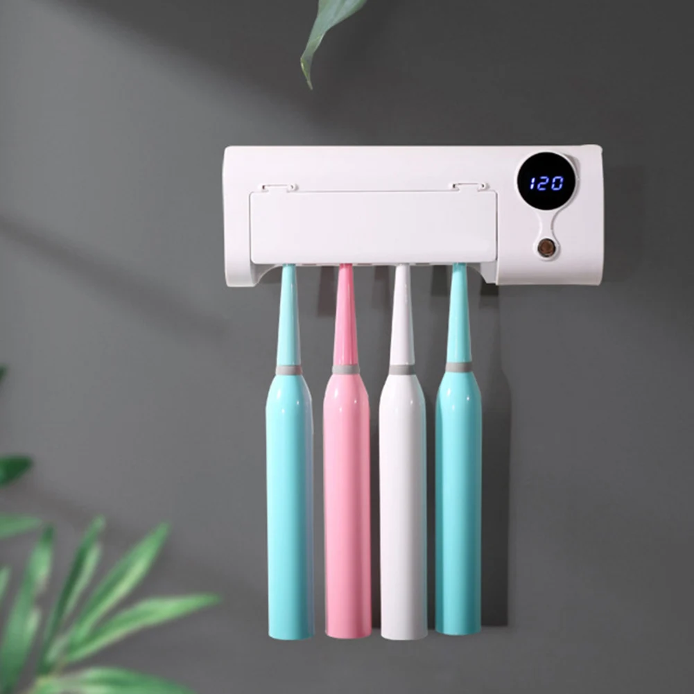 Online 2019 neue UV Licht Zahnbürste Zahnpasta Dispenser Sterilisator Wand Montiert Halter Rack Bad Versorgung