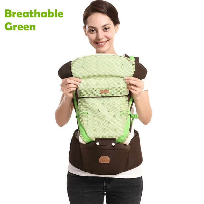 Эргономичный рюкзак переноски детей воздухопроницаемый ребенок рюкзак слинги для младенцев малышей подтяжки кенгуру слингперевозчик - Цвет: breathable green