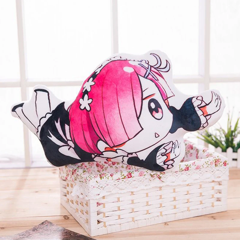 

Ins Anime Re:Life in a Different World From Zero Double-Sided Rem Ram Pillow Cute Plush Cushion Throwing Pillowcase Dolls Gifts