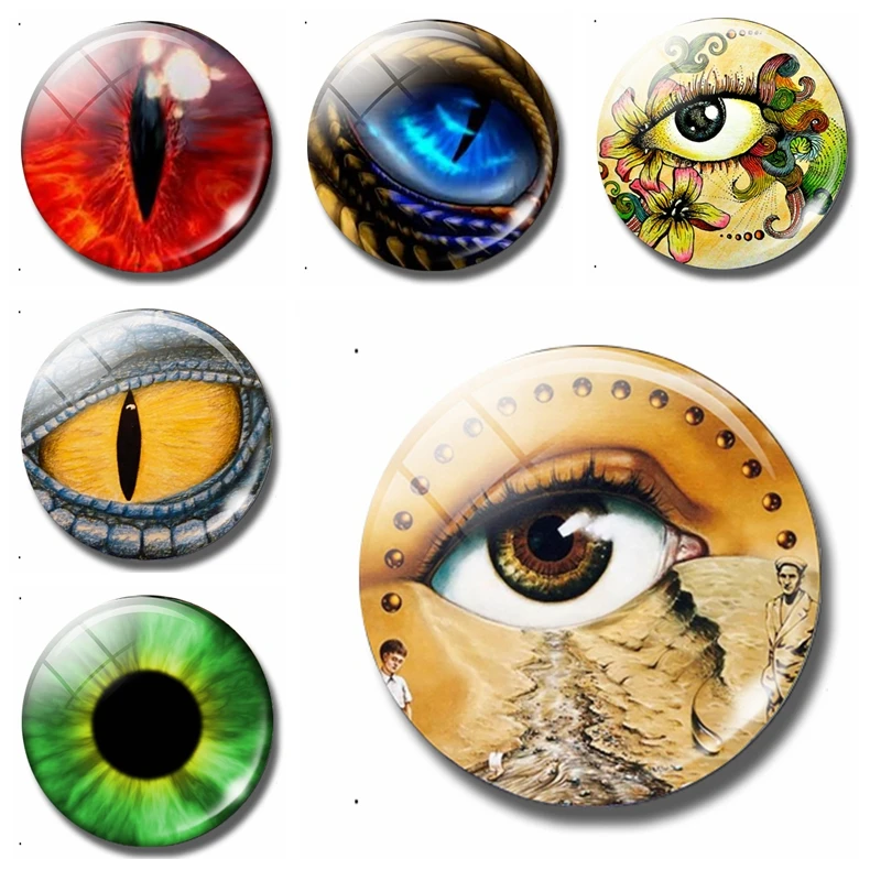 

Es World 30 MM Fridge Magnet Eye of Dragon Glass Cabochon Magnetic Refrigerator Stickers Abstraction Eye Animals Home Decor
