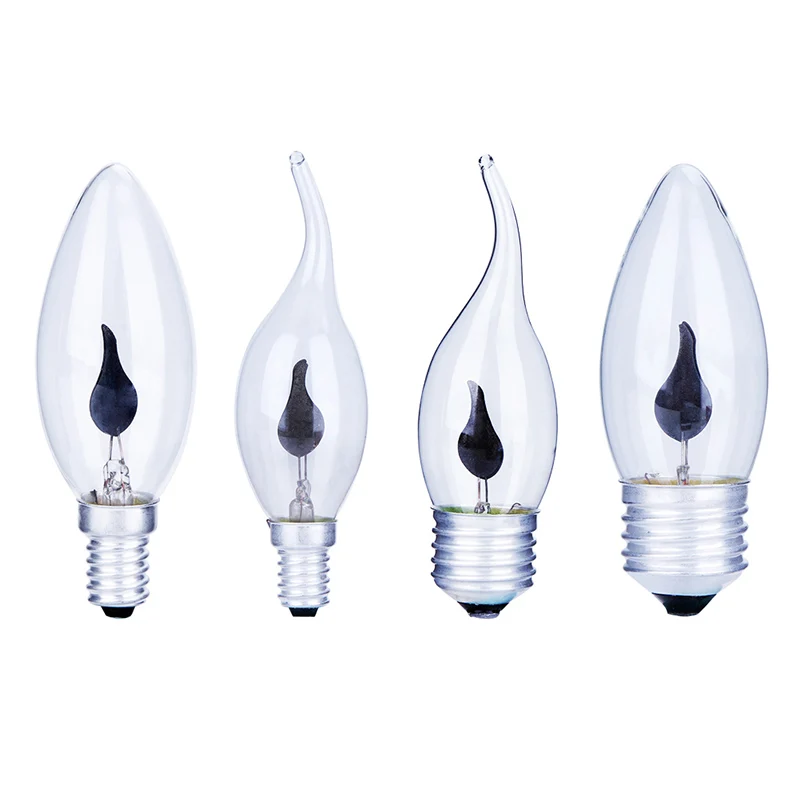 E14 3w Edison Filament Candle Flicker Light Bulb Fire Flame Tail tipped