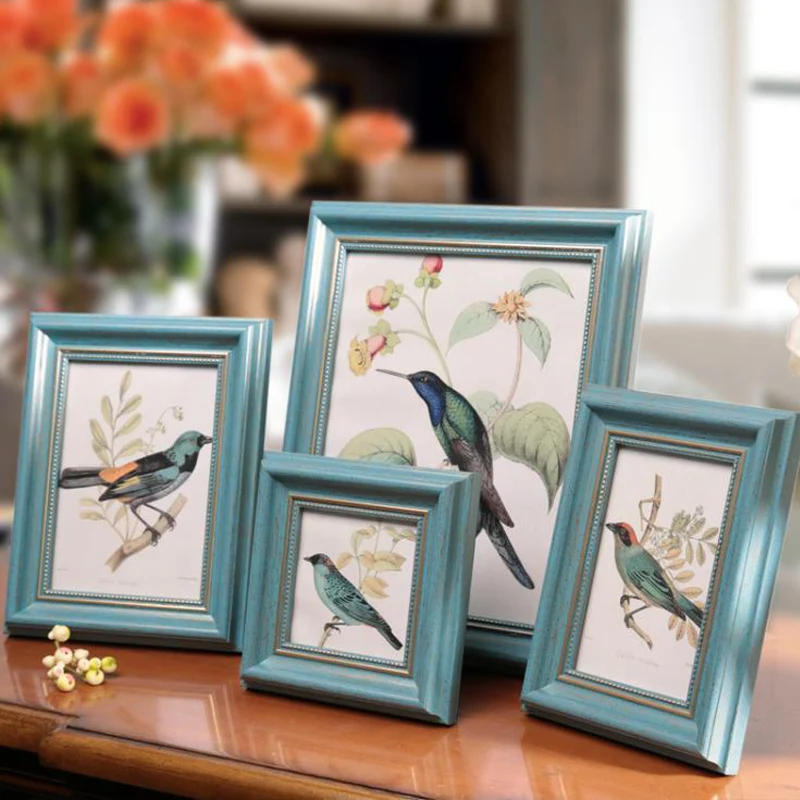 

4pcs/set Blue Europe style Frame on Table Home Decoation Photo Picture Frames