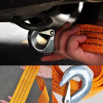 

100Pcs/Lot 3M 3 Tons Car Tow Cable Emergency Trailer Rope With 2 Anti-Slip Hooks For Heavy