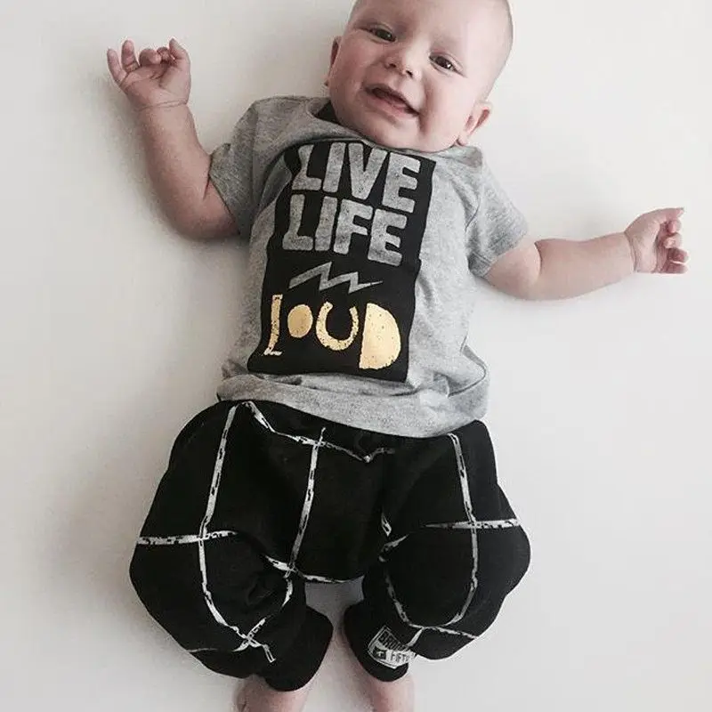 2016 Fashion Baby Clothing Baby Boy Clothes Short T Shirt Long Pants